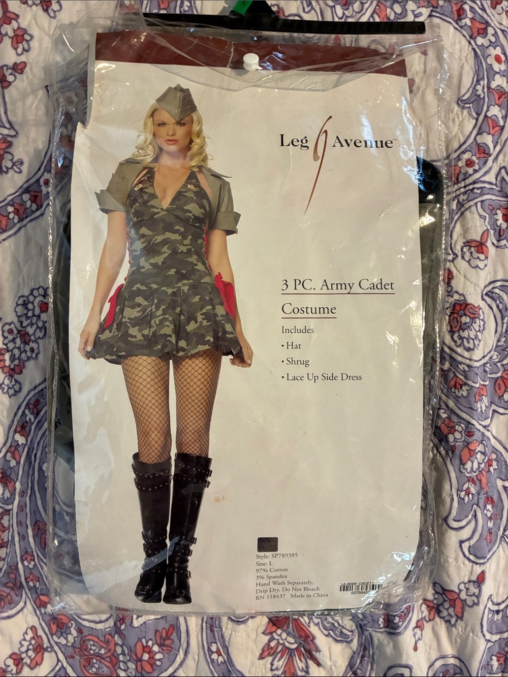 Y2K Leg Avenue Olive & Dark Green Camo Lace-Up Army Cadet Costume.